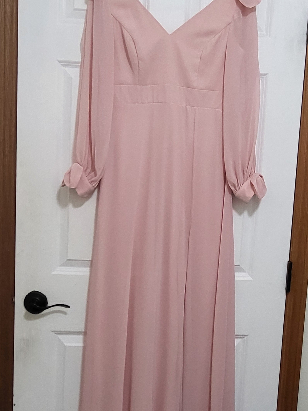 Ever Pretty Dusty Pink Long Sleeve V-Neck Maxi Dress